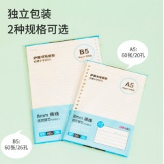 得力(deli) A5/60张活页笔记本替芯 20孔横线格式替芯活页纸